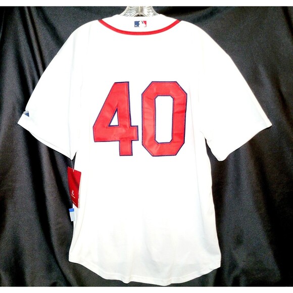 BOSTON RED SOX MAJESTIC STITCHED ONFIELD MLB #40 Jersey White Size 48 *flaw* NWT - Picture 2 of 11